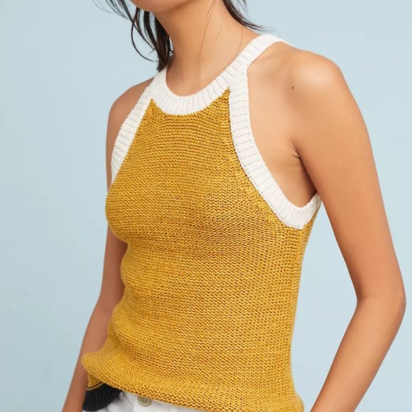 Moth Anthropologie Colorblock Halter Sweater Tank- Women’s Size Medium - Picture 3 of 10